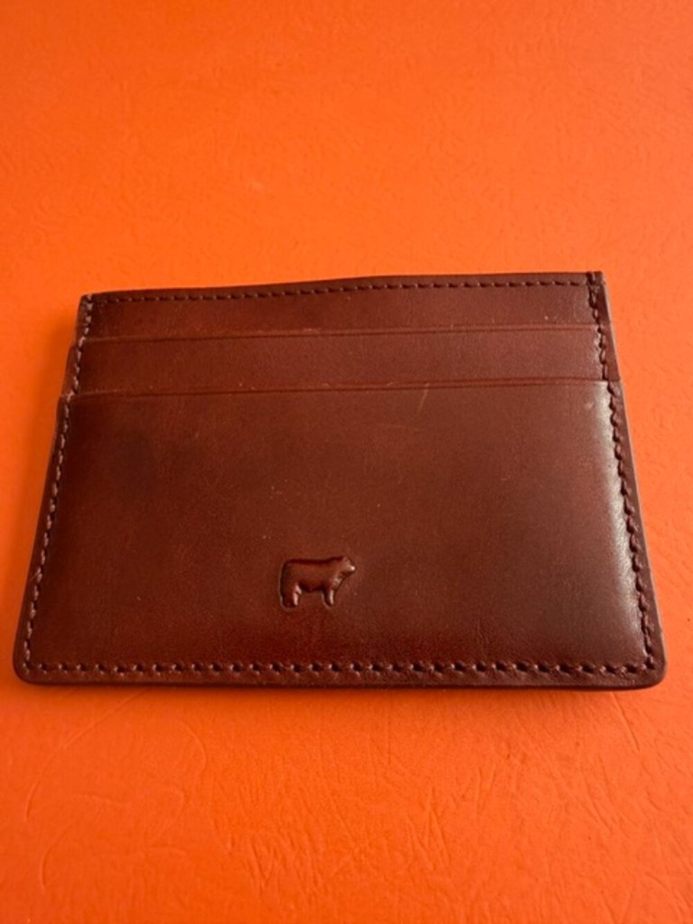 WILL Leather Goods Brown Leather Card Holder ID Wallet